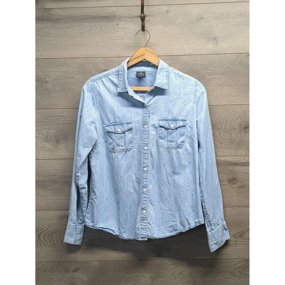Faded Glory Cotton Long Sleeve Button Top Women's Size Medium